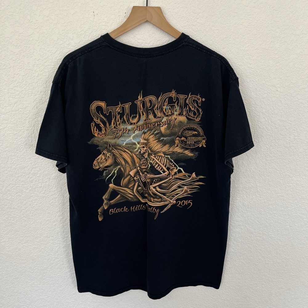 Sturgis Black Hills Rally 2015 Men's Short Sleeve T Shirt Black Fits XL Horse